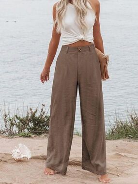 High-Rise Wide Leg Linen Pants